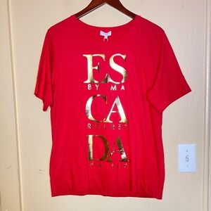 ESCADA Red Tee with Gold Lettering